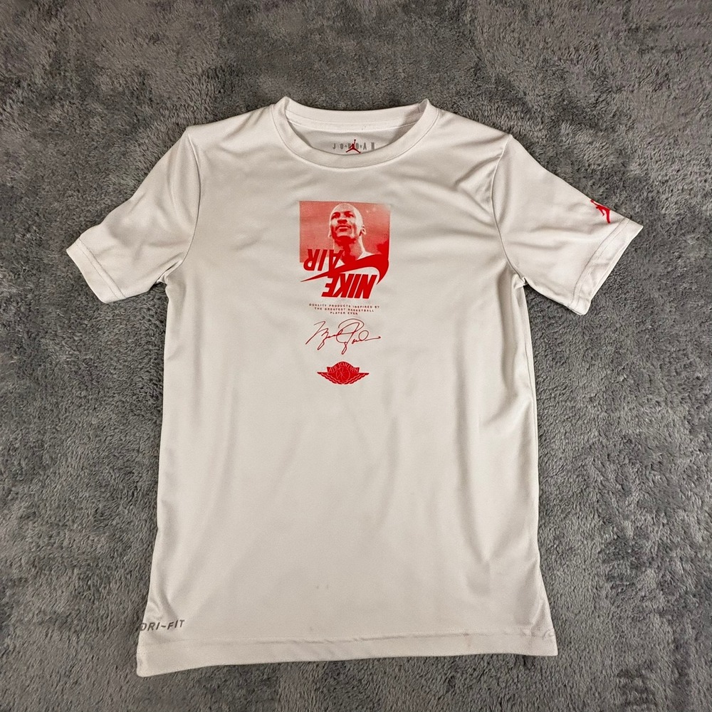 Jordan Boys White Dri-FIT Michael Jordan Graphic T-Shirt Large 12-13 Yrs